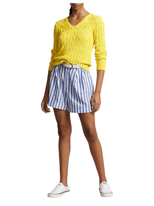 Maglia collo a v donna slim a trecce con ricamo logo POLO RALPH LAUREN | 211891641007